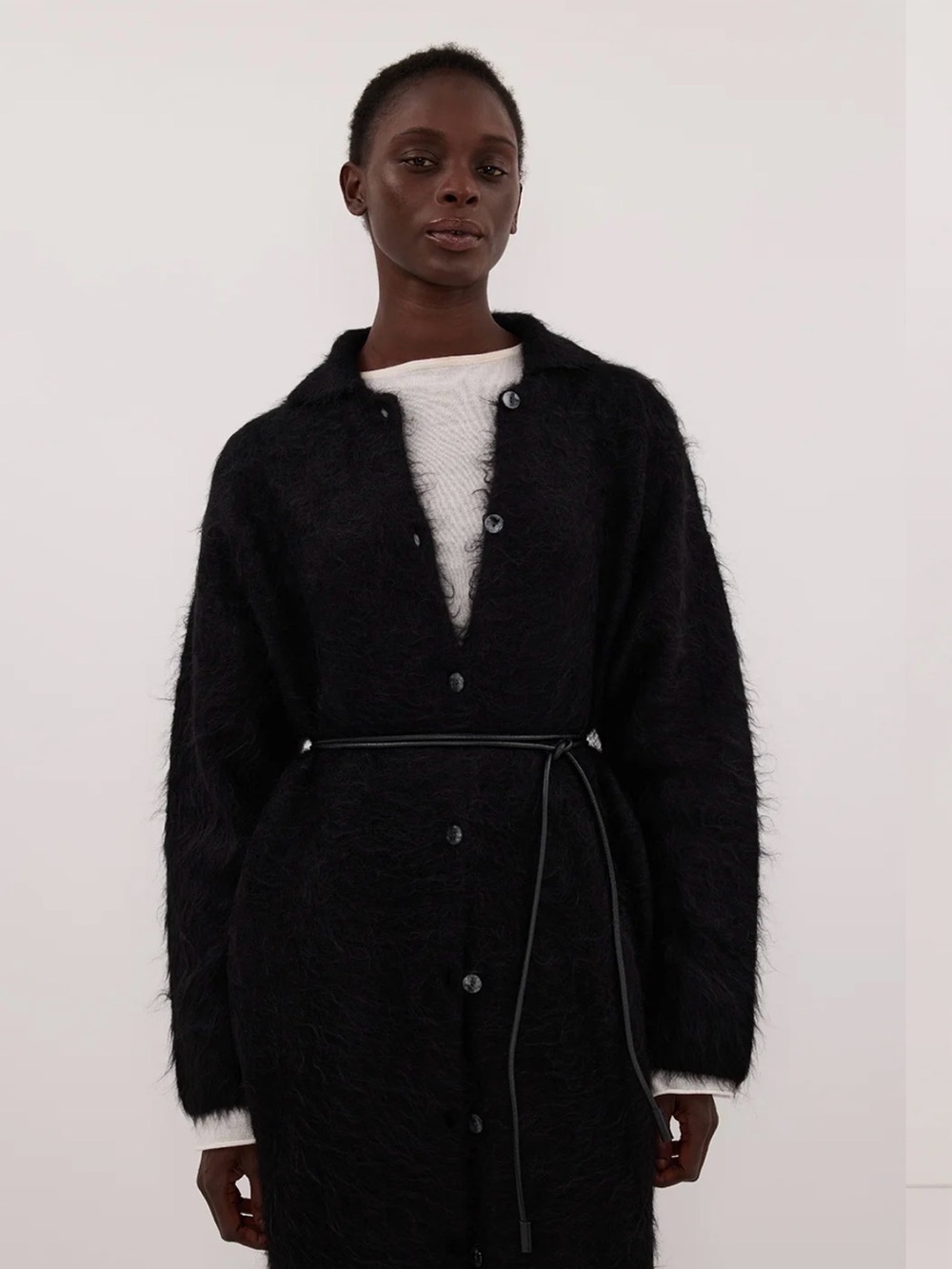 DISSH Salma Black Alpaca Longline Cardigan Coat Size L - Picture 2 of 3